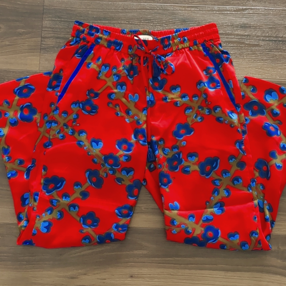 J Crew collection drapey pants red lattice 2